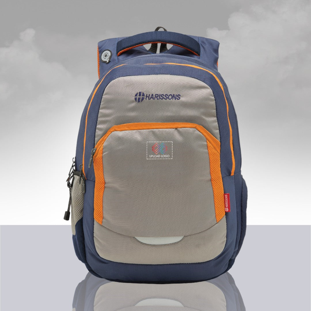 Xeno 15.6 inch Casual Laptop Backpack with Rain Cover (33 Ltrs) Navy Blue Grey Orange
