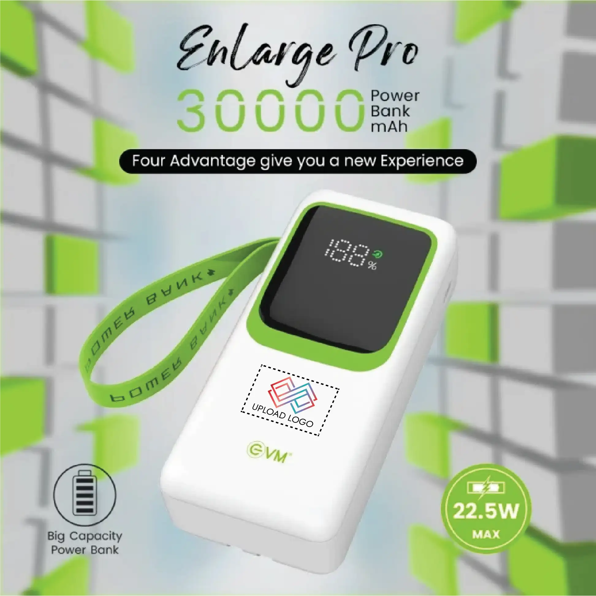 EVM Enlarge Pro White 30000MAH Power Bank EK1240