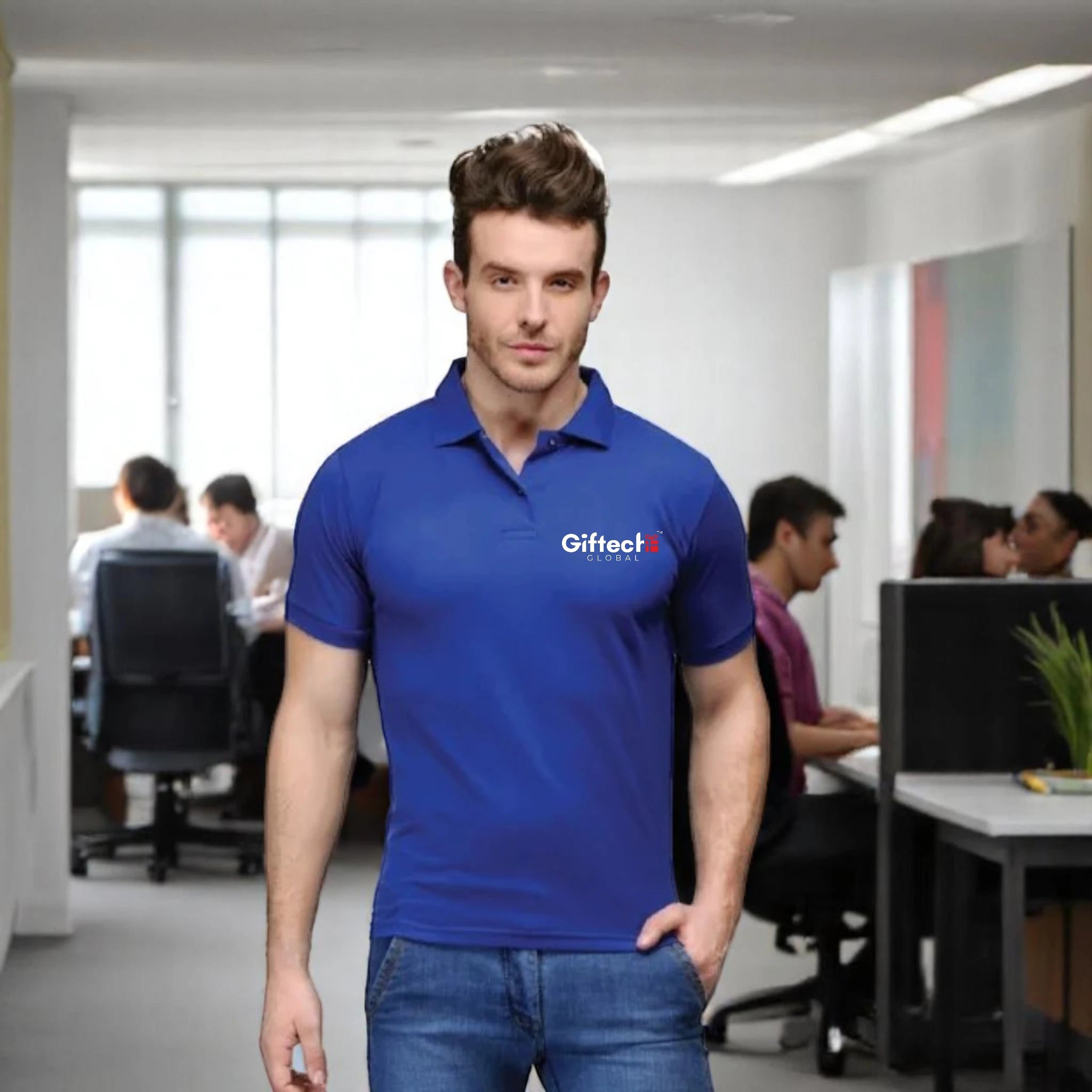 Bold Move Polo T-shirt with Embroidered Logo Royal Blue
