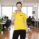 Women's Tipped Elegance Polo T-shirt with Embroidered Logo Yellow with Blue