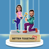 Forever Caricature - Caricature Gift for Couples | Showpiece, Acrylic featuring a smiling couple in playful poses with 'Better Together' text on wooden base. Ideal for romantic home decor or anniversary gifts.
