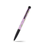 Pen with a purple and black design on a white background