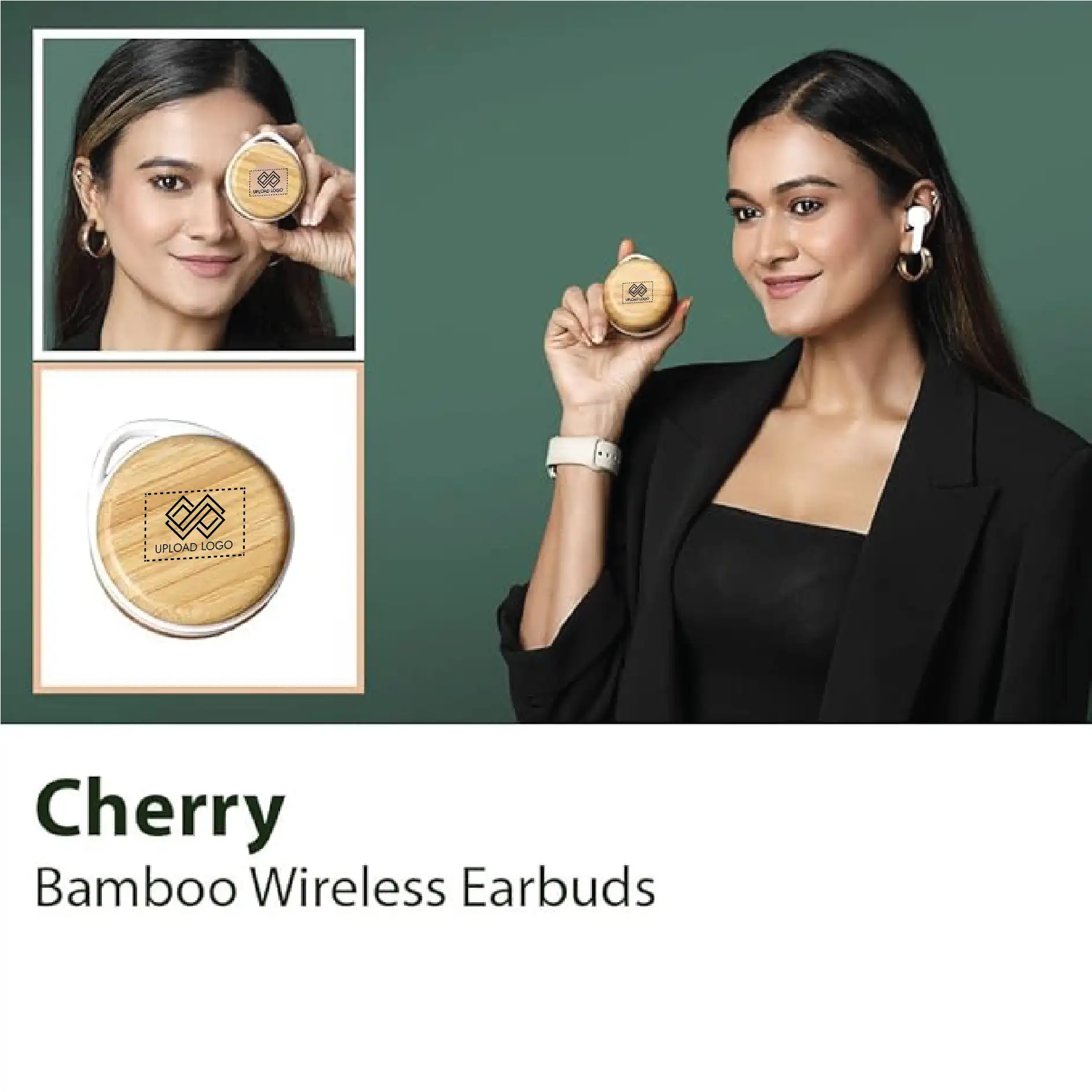 Cherry Bamboo Wireless Earbuds