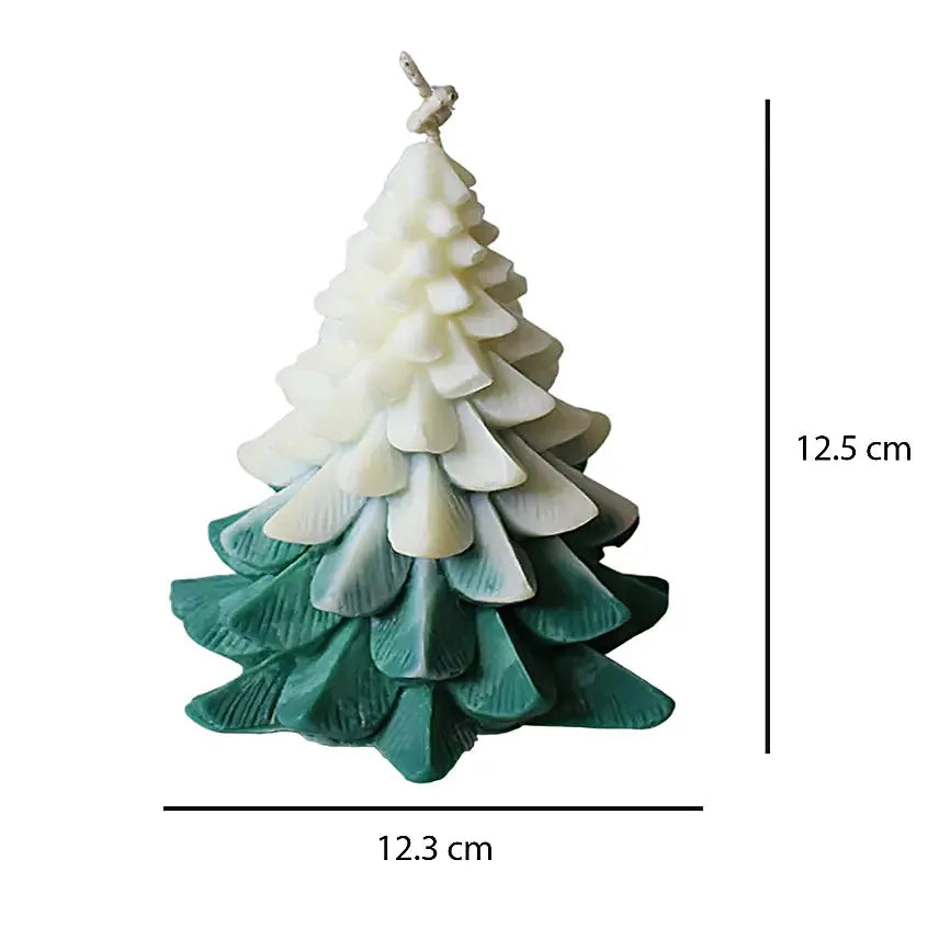 Christmas Tree Scented Candle with dimensions 12.5 cm height and 12.3 cm width, ideal for festive home fragrance and seasonal gifting.