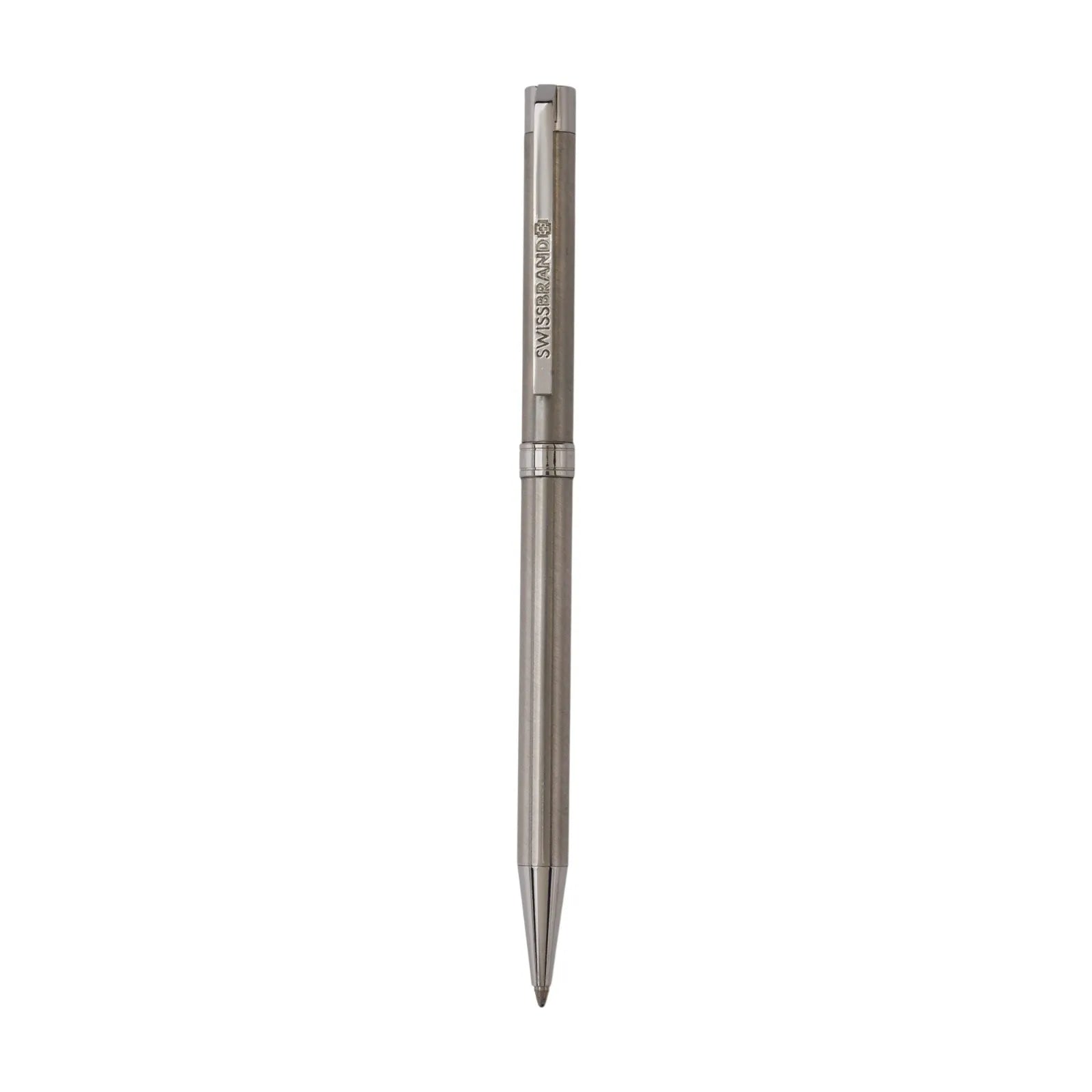 Silver pen on a white background