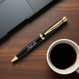 Elegant Gold Metal Finish Pen with personalized engraving, perfect as a sophisticated gift from gifts online collection.