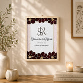 Deep Maroon Floral Monogram Couple Frame