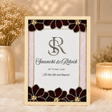 Deep Maroon Floral Monogram Couple Frame