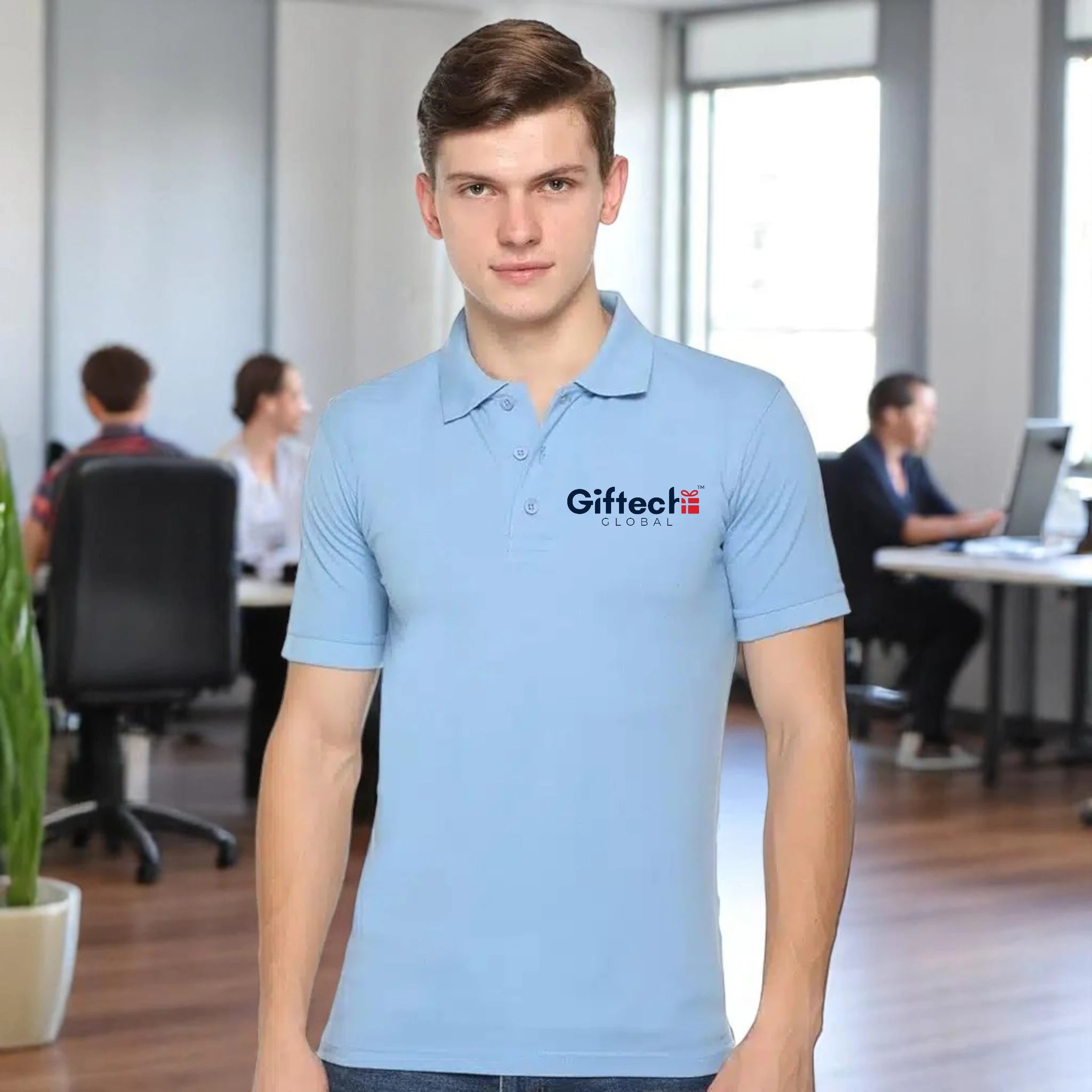 BlendSmart Fast Polo with Embroidered Logo Sky Blue
