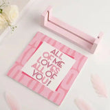 Disassembled All of Me Loves Sandwich Frame - Anniversary Photo | Table Frame with pink base and romantic quote panel, great for personalized home decor.