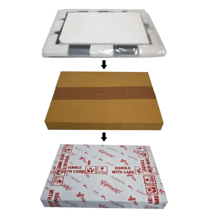 Secure packaging of Lucky Dad Poster Frame – Father's Day Gift with foam, cardboard, and branded wrapping for safe delivery.