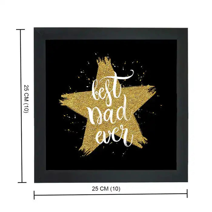 Square 25x25 cm 'Best Dad Ever' poster frame with glitter star design, customizable Father's Day gift for home and garden decor.