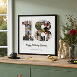 Milestone Number Photo Collage-Photo Collage | Personalization framed with '18' shaped collage and custom message, ideal birthday decor gift.