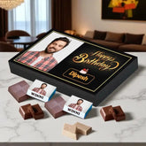 12pcs Birthday Chocolates - Personalized Gift Box with custom photo and name on wrappers, ideal for birthday celebrations and sweet gifting.
