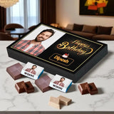 12pcs Birthday Chocolates - Personalized Gift Box with custom photo and name on wrappers, ideal for birthday celebrations and sweet gifting.