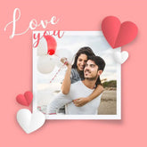 Romantic photo frame design with 'Love You' text and heart graphics, used for customizing the Love You Bluetooth Speaker gift.