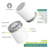 Detailed view of Love You Bluetooth Speaker features including TF card slot, AUX input, touch sensor, and high-definition sound system.