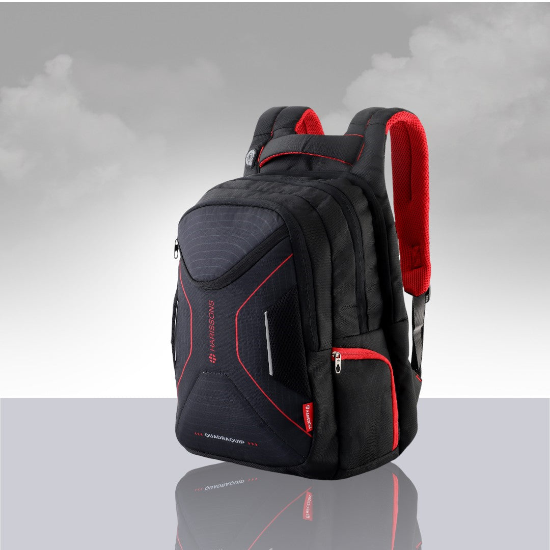 Glint 15.6 inch Casual Laptop Backpack with Rain Cover and Pouch (36 Ltrs) Black Red