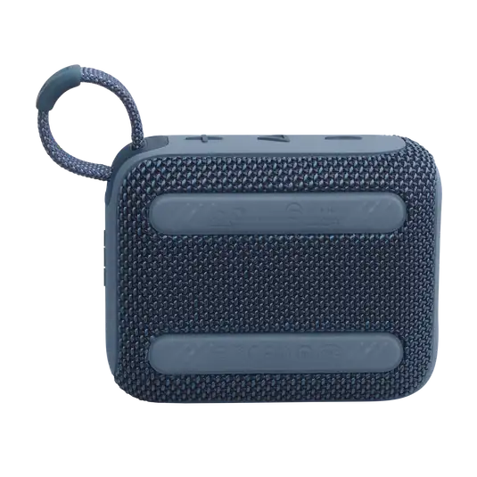 Back view of blue Eco-Friendly BT Speaker GO4 with anti-slip rubber pads, great for eco-conscious tech gifting in bulk.
