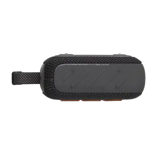 Bottom view of black Eco-Friendly BT Speaker GO4 showing durable rubber base, ideal for sustainable tech gifting and bulk promotions.