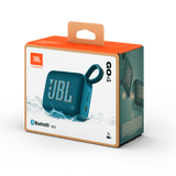 Retail packaging of blue JBL GO4 Eco-Friendly BT Speaker with Bluetooth 5.3 and water resistance, perfect for bulk gifting.