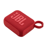 Angled view of red Eco-Friendly BT Speaker GO4 with JBL branding and compact build, ideal for bulk tech gifting.