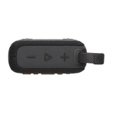 Top view of black Eco-Friendly BT Speaker GO4 showing volume and play buttons, perfect for eco-friendly promotional gifting.