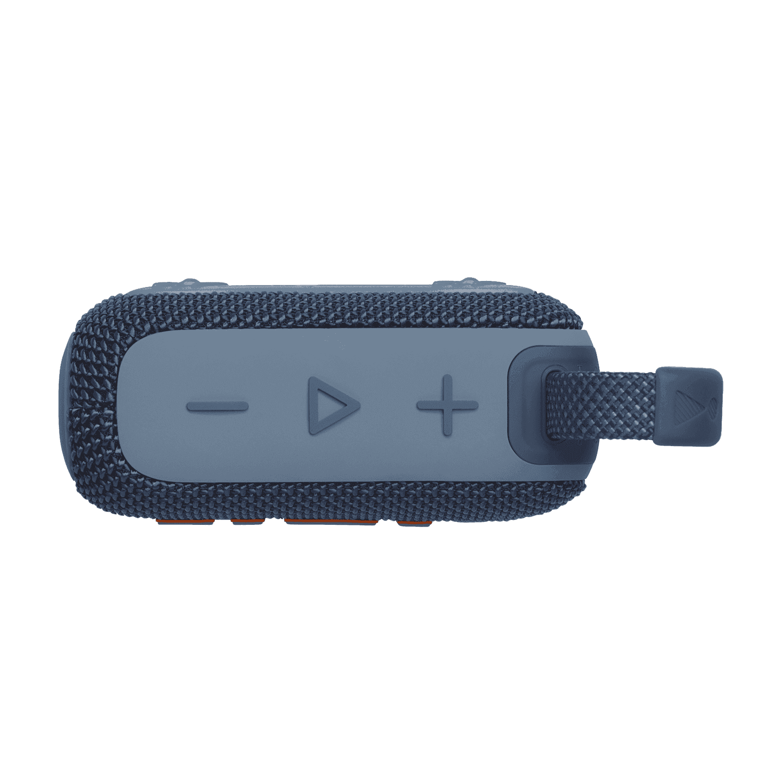 Top view of blue Eco-Friendly BT Speaker GO4 showing volume and play controls, ideal for bulk gifting and tech promotions.