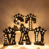 Set of Engraved Name LED Wooden Lamps with custom initials and names, perfect for gifting and ambient lighting in home décor settings.