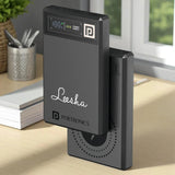 Personalized black portable MagSafe wireless power bank with digital display