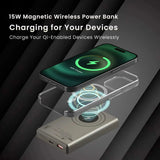 MagSafe wireless power bank with charging phone and transparent case
