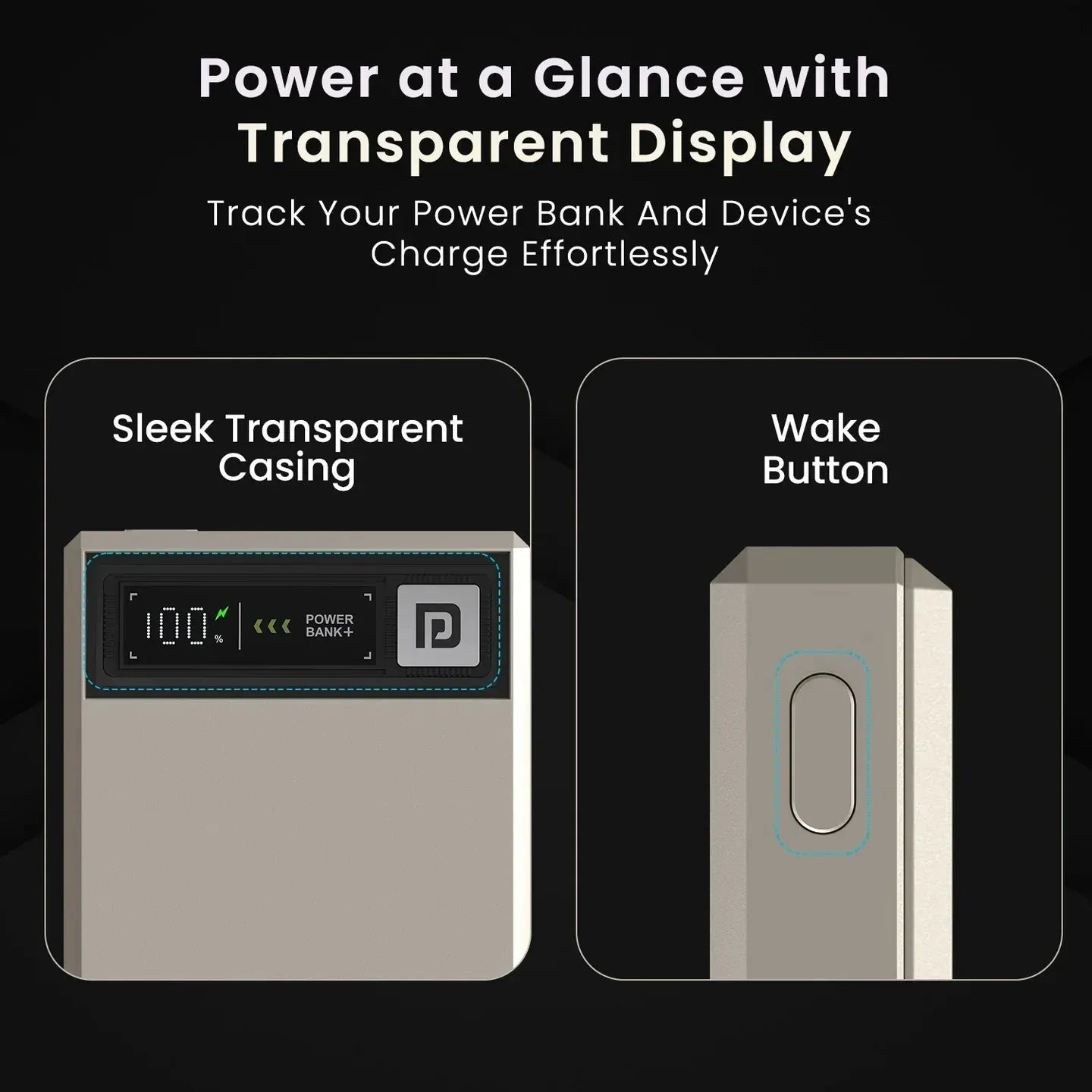 15W magnetic wireless power bank charging smartphone with transparent display