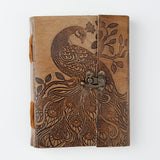 Peacock Elegance Brown Leather Diary with Locking System