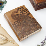 Peacock Elegance Brown Leather Diary with Locking System