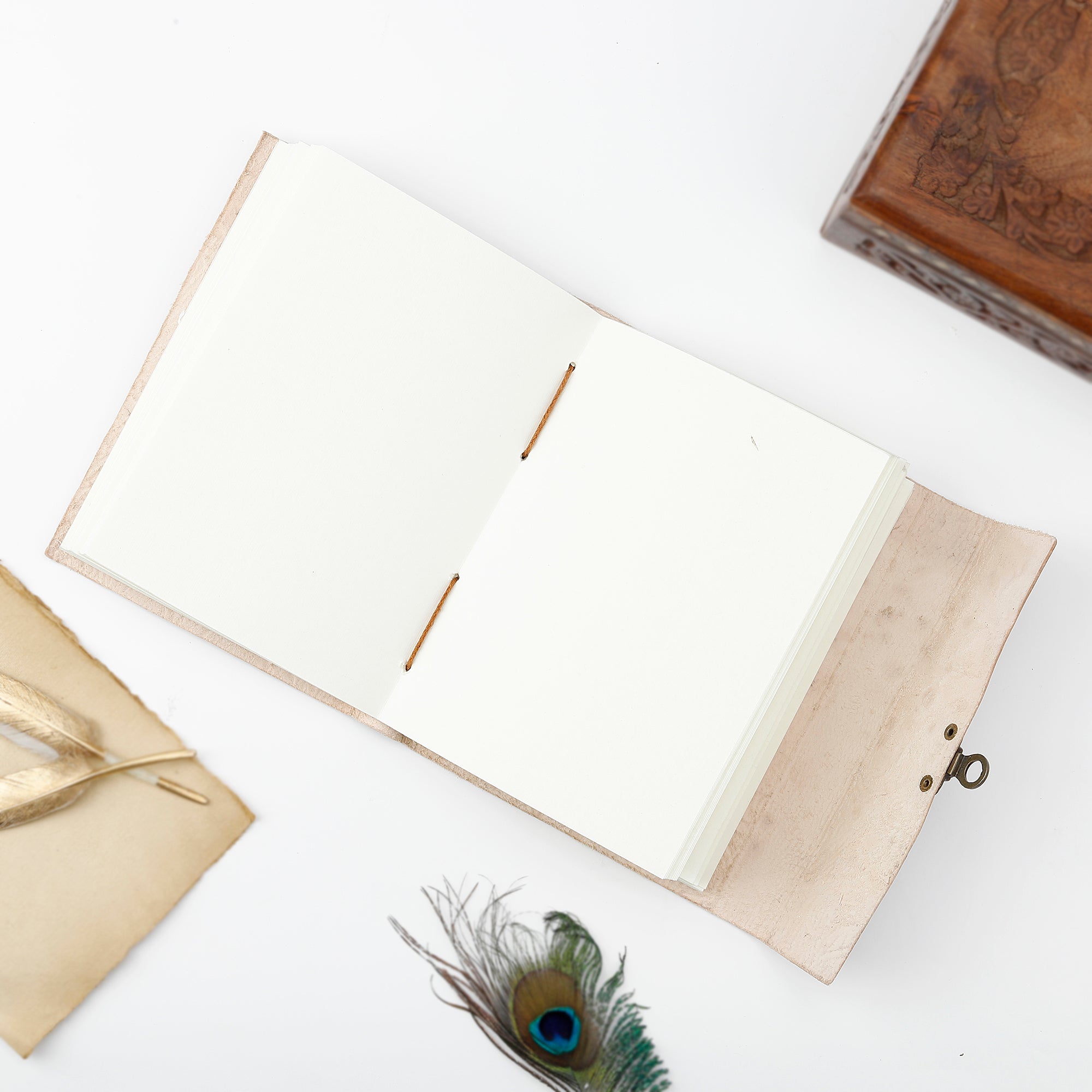 Peacock Elegance Brown Leather Diary with Locking System