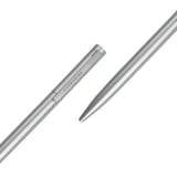 Silver pen on a white background