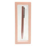 Pen in a pink box on a white background