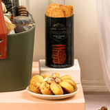 Cashew almond crunch biscotti and pistachio-filled cookies from the Indulgence Treasure Gourmet Hamper | Gift Hampers Online.