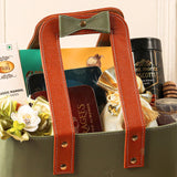 Close-up of Indulgence Treasure Gourmet Hamper | Gift Hampers Online showing luxury packaging with chocolates, nuts, and festive decor.