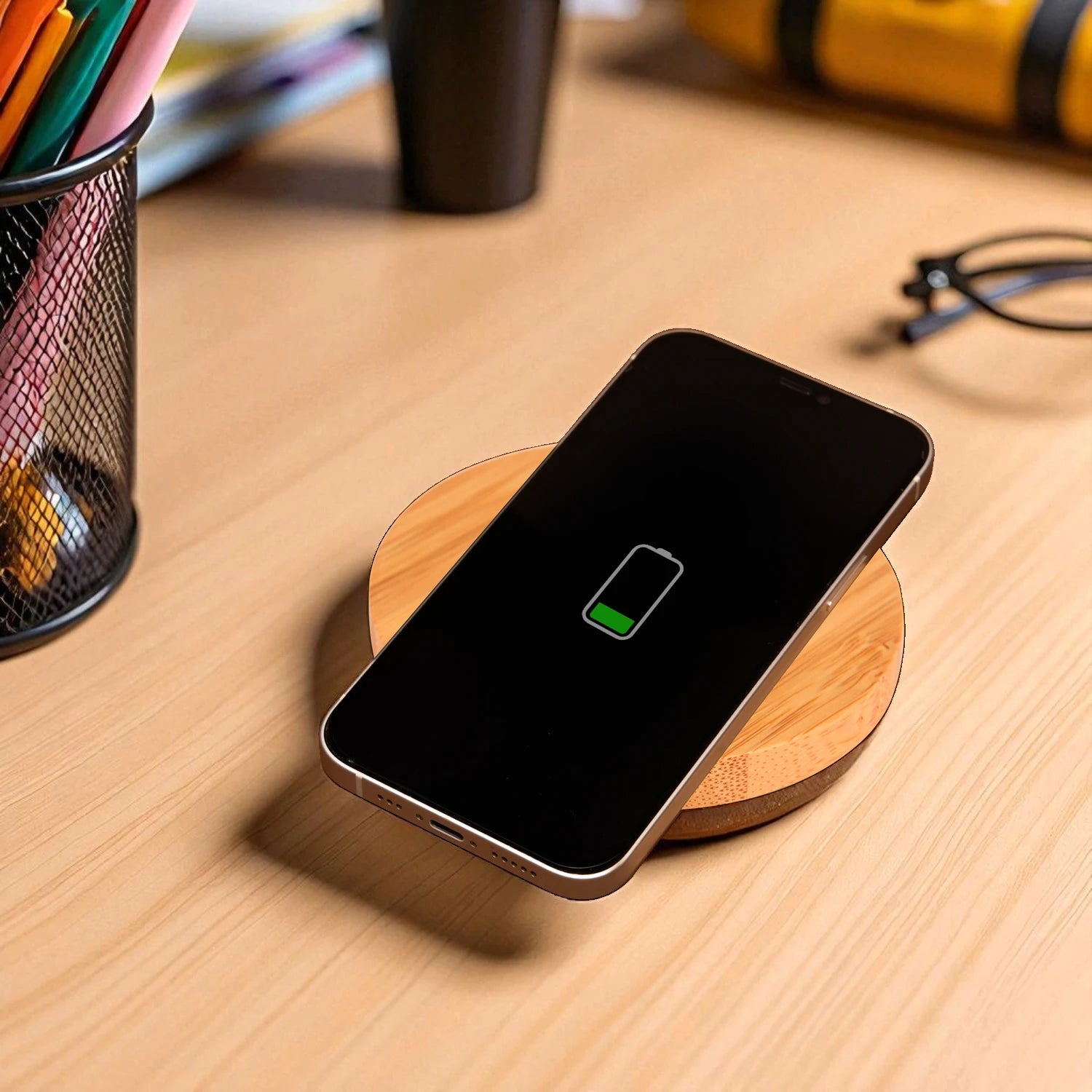 Smartphone on a wireless charging pad