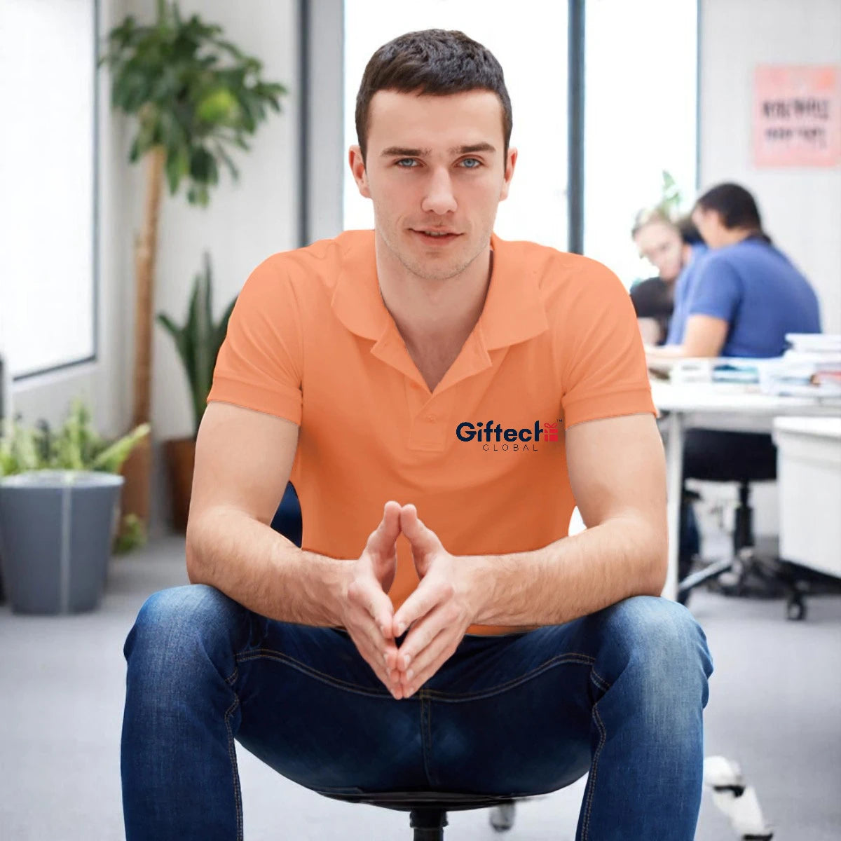 PureBlend Polo with Embroidered Logo Peach