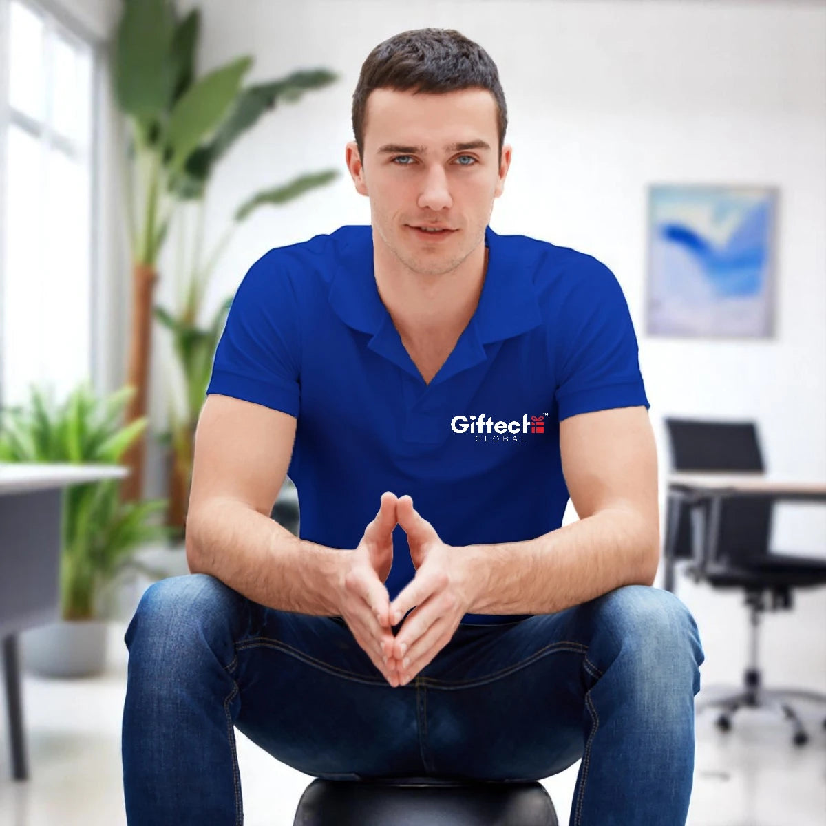 PureBlend Polo with Embroidered Logo Royal Blue