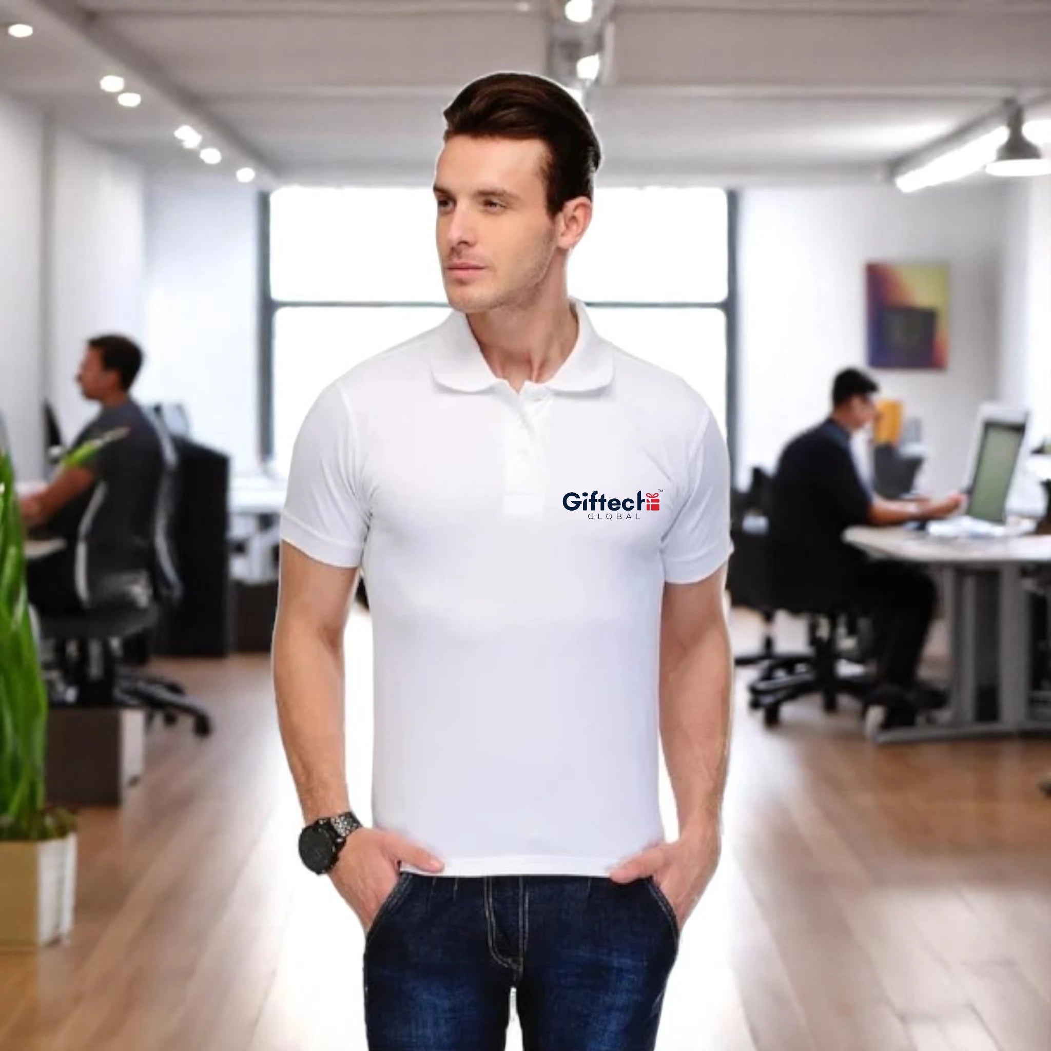 Bold Move Polo T-shirt with Embroidered Logo White
