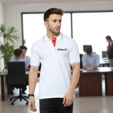 Men's Tipped Elegance Polo T-shirt with Embroidered Logo White with Red