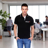Men's Tipped Elegance Polo T-shirt with Embroidered Logo Black with White