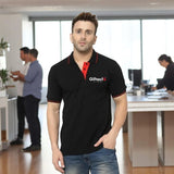 Men's Tipped Elegance Polo T-shirt with Embroidered Logo Black with Red