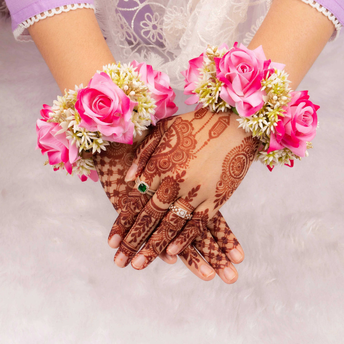 Handcrafted Pink Floral Hand Jewellery