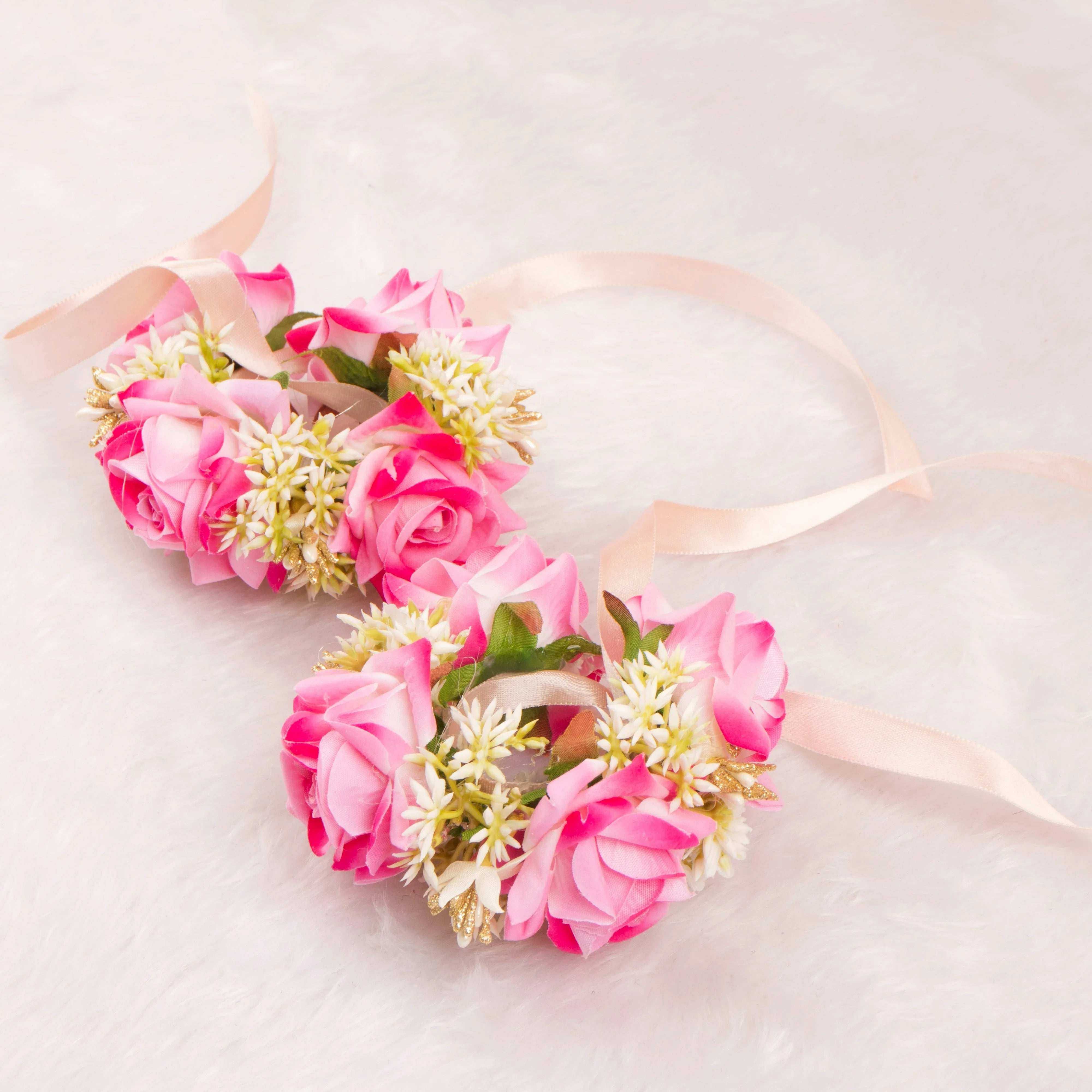 Handcrafted Pink Floral Hand Jewellery