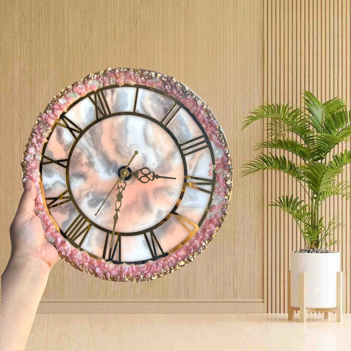 Pink Geode Wall Clock