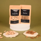 Pistachios and raisins from the Diwali Gift Hamper: Teas, Treats & Traditions, elegantly packed for gourmet festive gifting and celebrations.